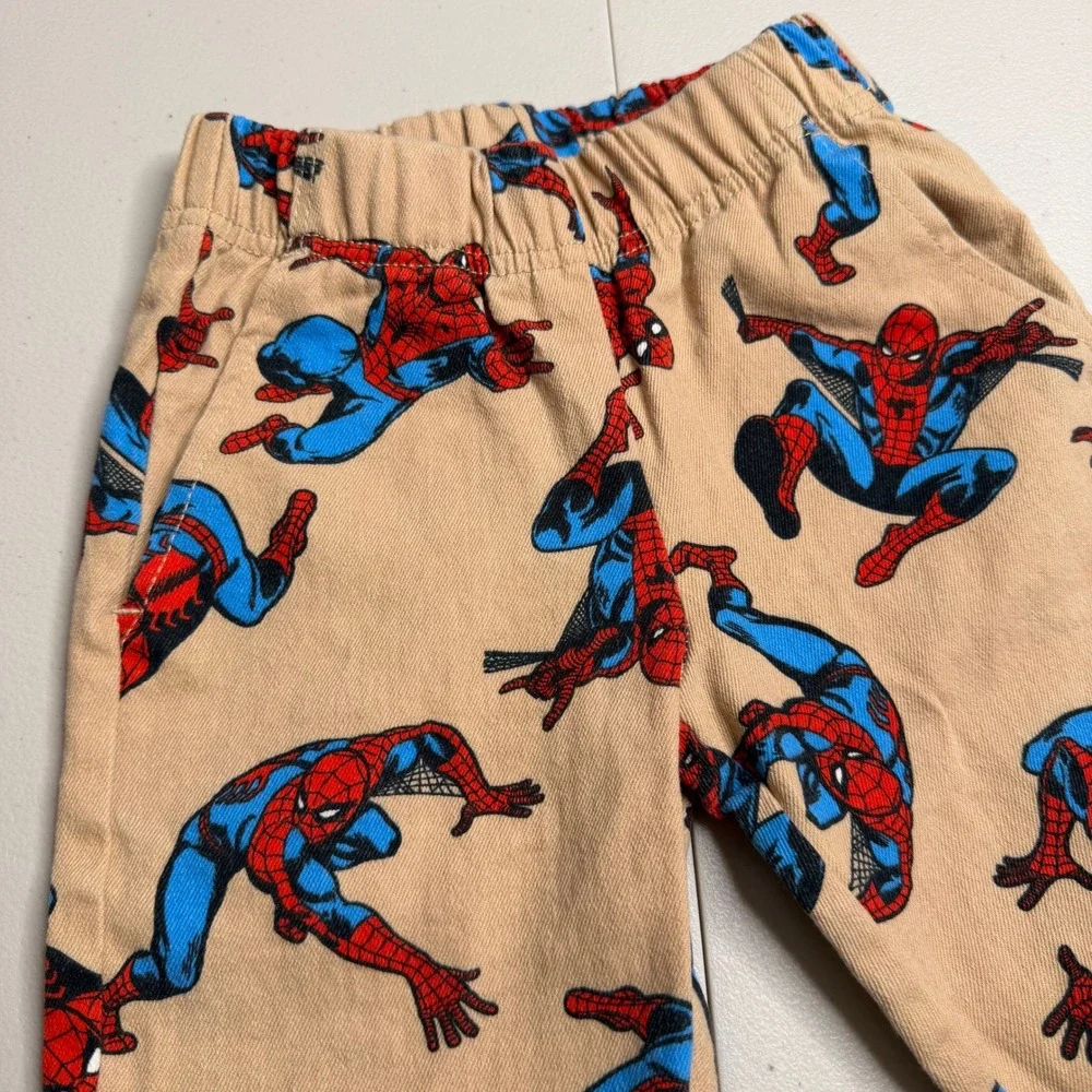 Marvel Spider-Man Kids 3T Joggers Tan All Over Print Pants